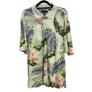 Monterey Club Men’s Performance Tropical Leaf Print Polo Shirt Size L